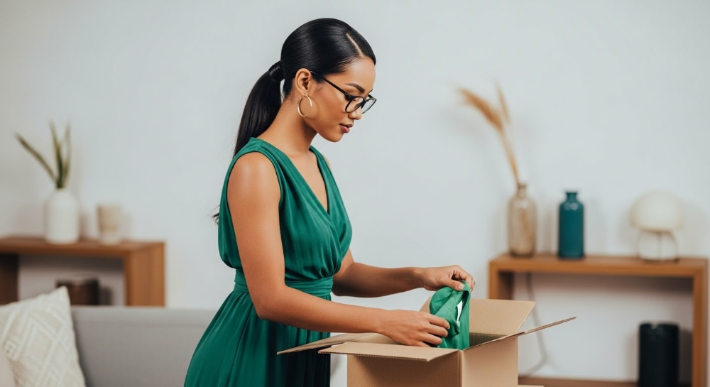 Laissez-vous séduire par l’élégance naturelle de cette robe verte en soie.
